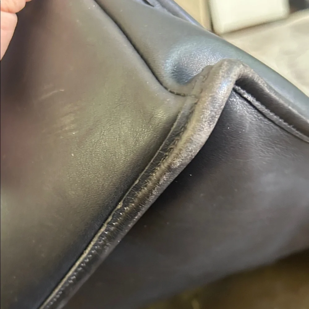 Coach Black Leather Briefcase with Gold-Tone Turn Lock